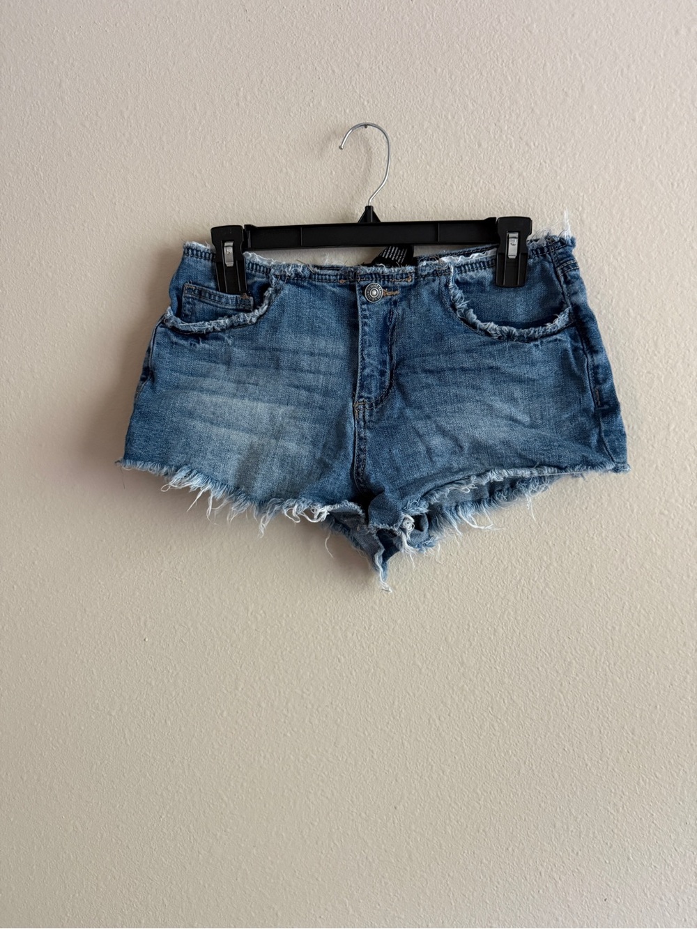 Almost Famous Distressed Medium Blue Denim Cutoff Shorts